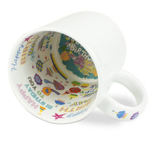 Keramik-Mottotasse 11oz weiß, mit Innendruck - BIRTHDAY