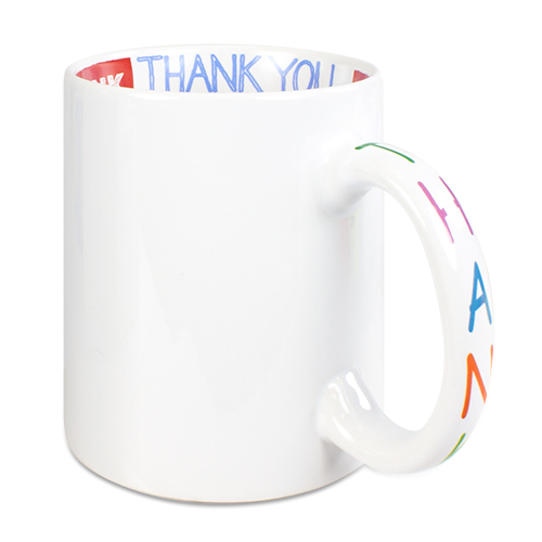 Keramik-Mottotasse 11oz weiß, mit Innendruck - THANKS – Bild 2