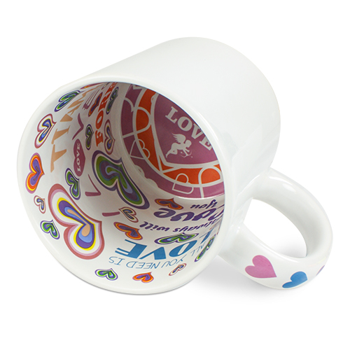 Keramik-Mottotasse 11oz weiß, mit Innendruck - LOVE
