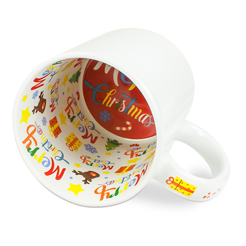 Keramik-Mottotasse 11oz weiß, mit Innendruck - XMAS